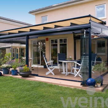 weinor Glasoase® – lichtdurchflutete Eleganz,  transparente Verglasung mit außenliegender Markise