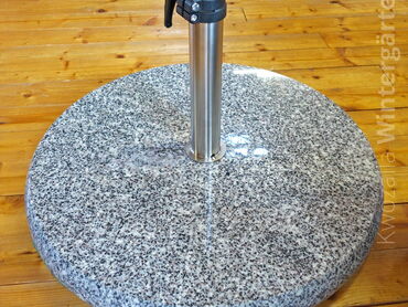 Sonnenschirmständer, Schirmständer Schirmhalter, Granit rund, grau