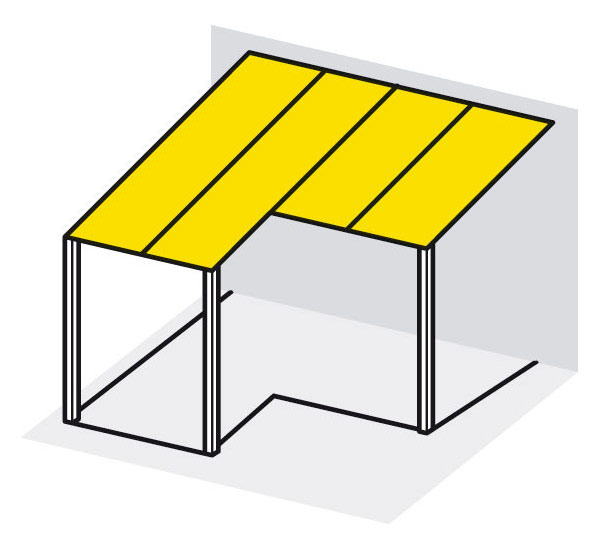 Pultdach mit Dachrinnenversatz